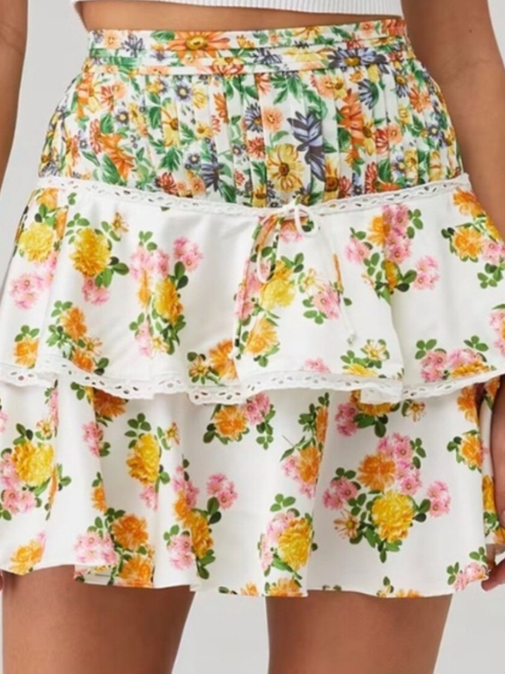 For Love & Lemons Rosalyn Mini Skirt in Marigold Size L